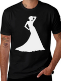 Elegant Woman Silhouette Black T-Shirt