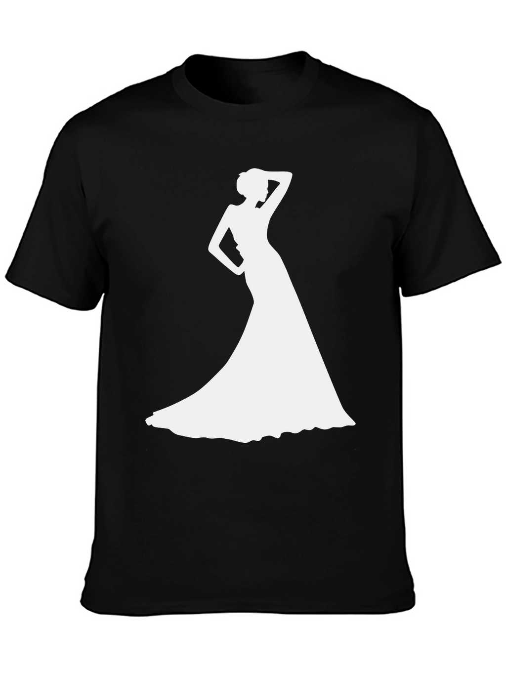 Elegant Woman Silhouette Black T-Shirt