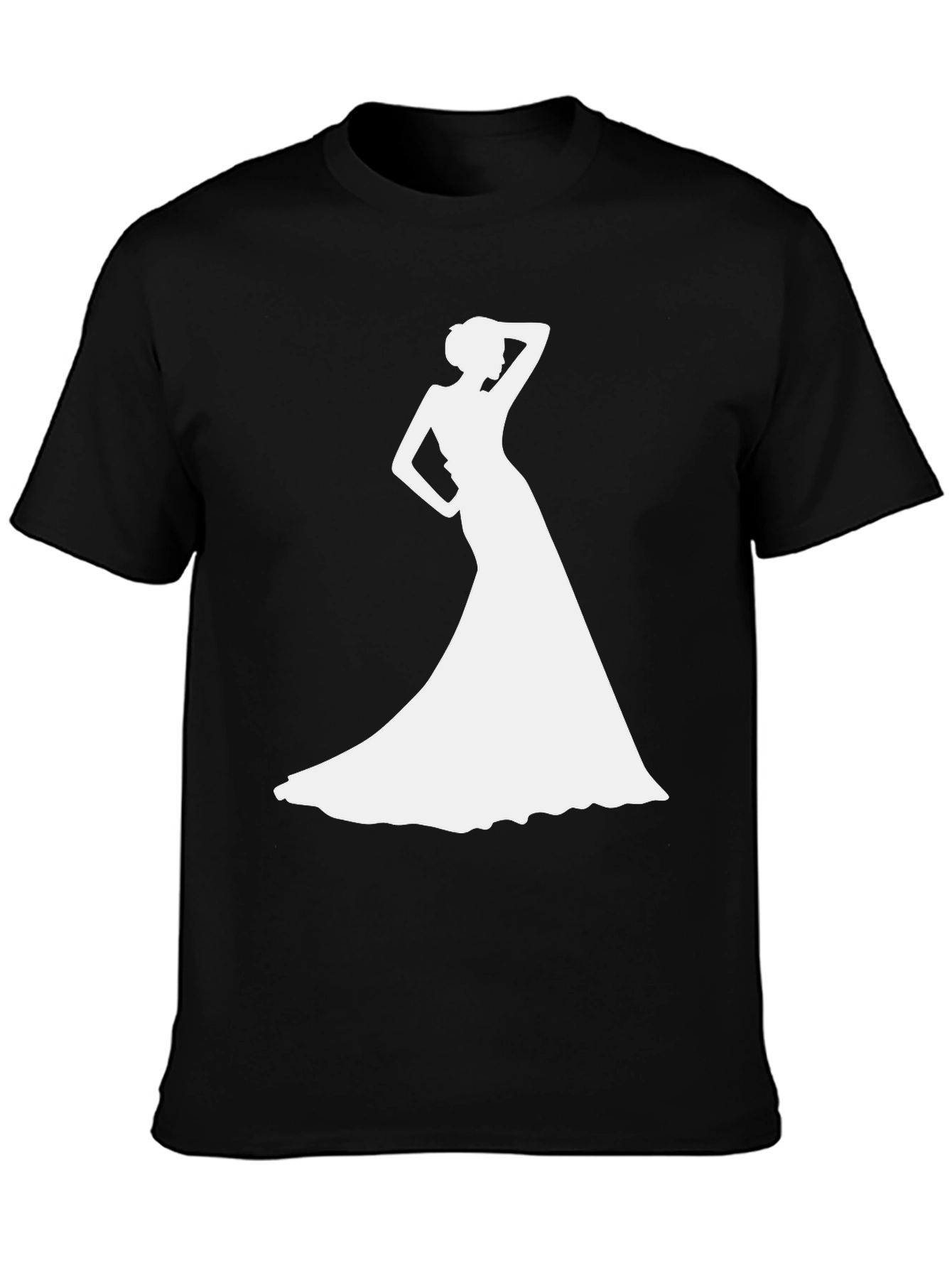 Elegant Woman Silhouette Black T-Shirt