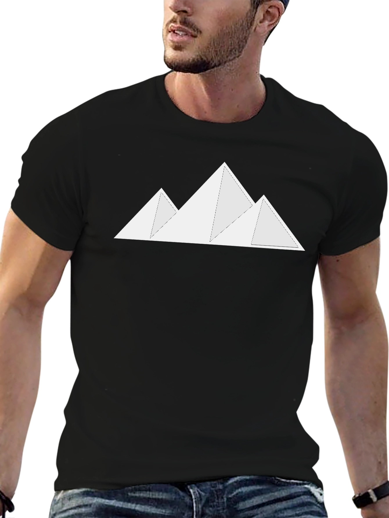 Minimalist Mountain Graphic Black T-Shirt