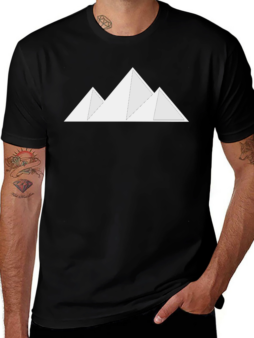 Minimalist Mountain Graphic Black T-Shirt