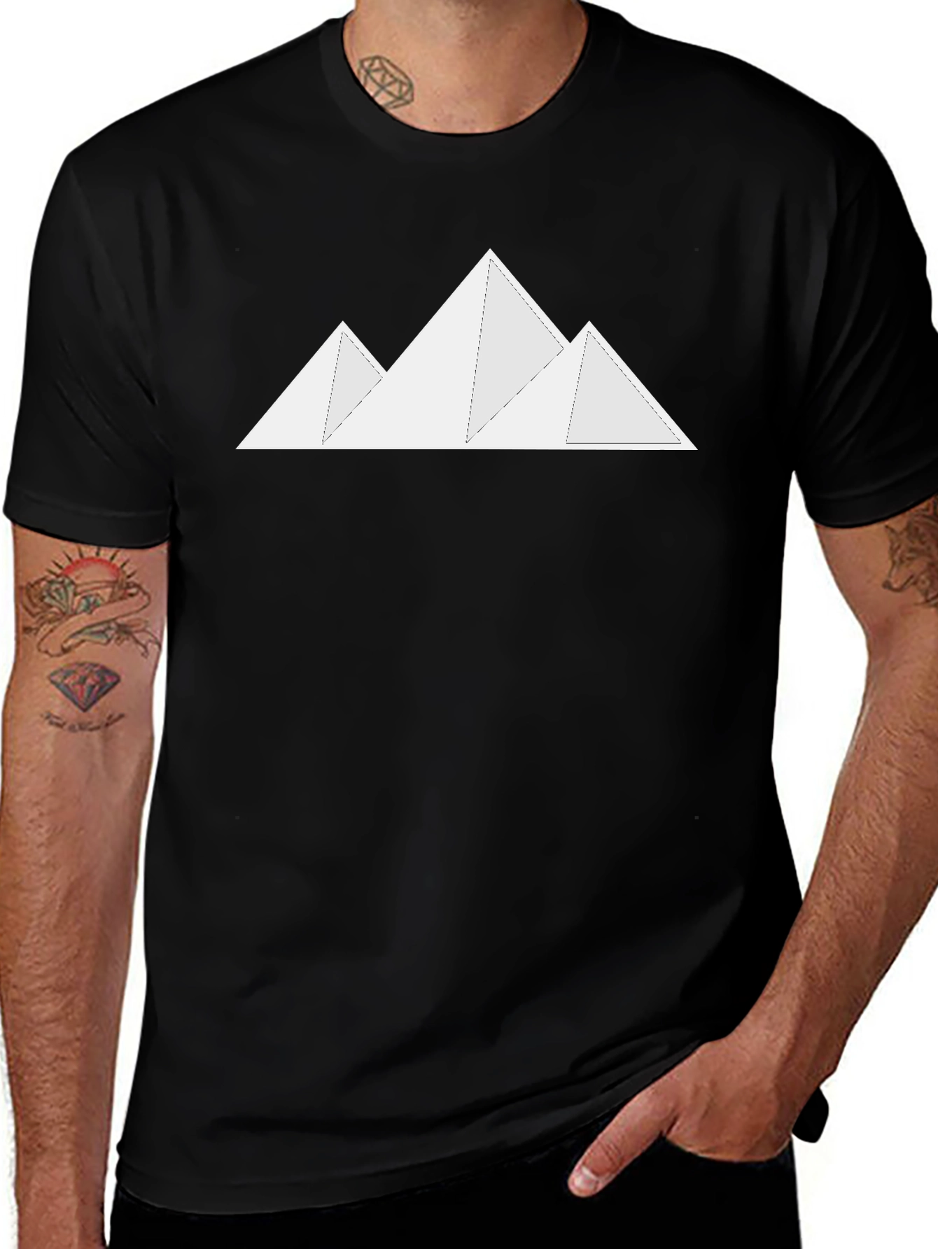 Minimalist Mountain Graphic Black T-Shirt
