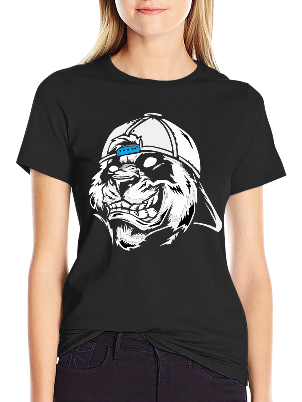 Cool Graphic Tee - Grinning Wolf in Cap