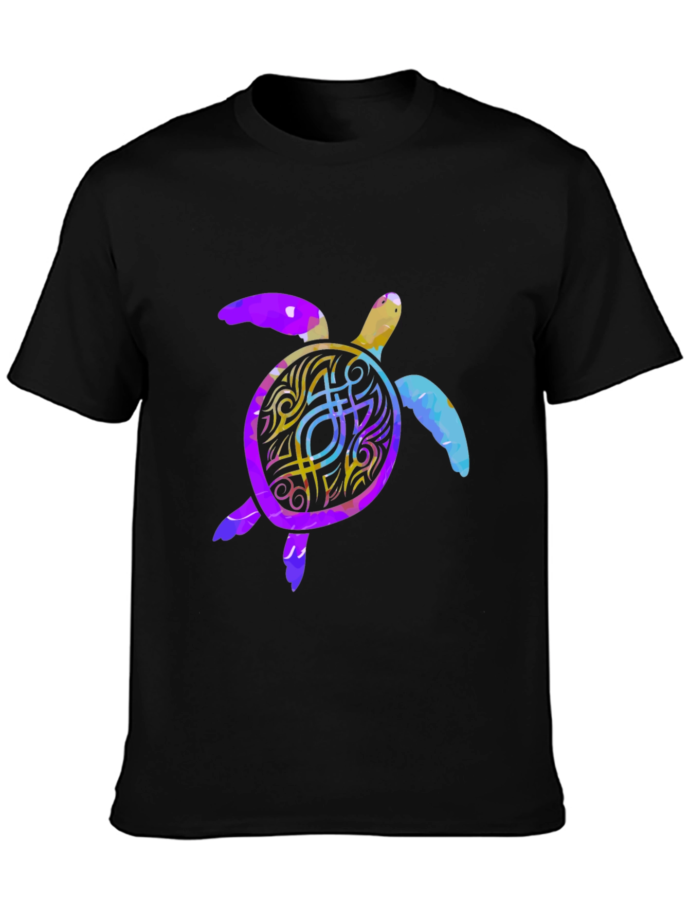 Turtle Graphic Print Mens Black T-Shirt