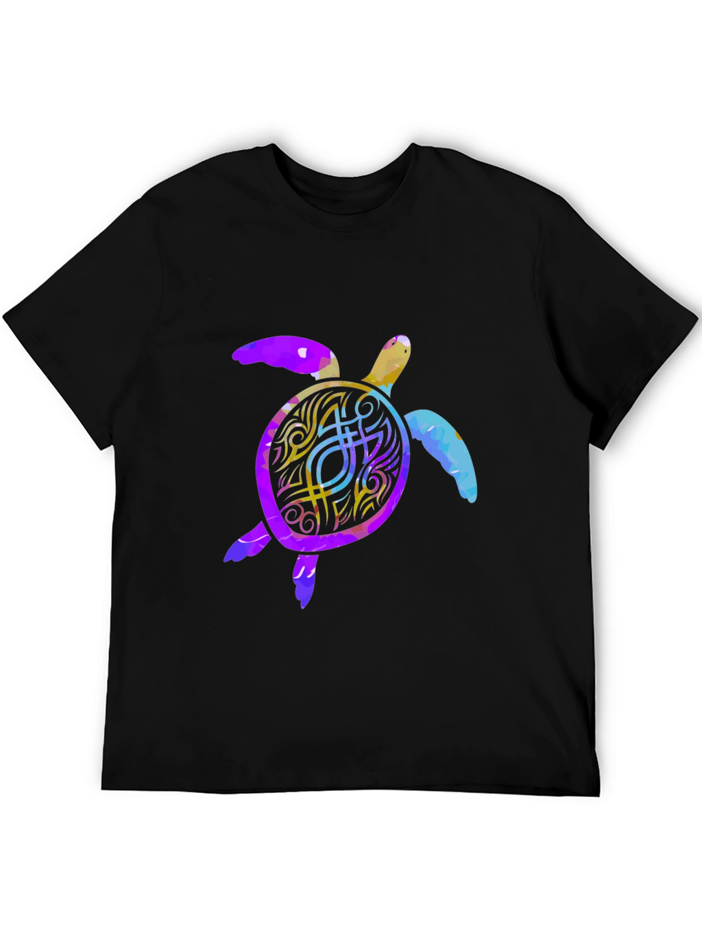 Turtle Graphic Print Mens Black T-Shirt