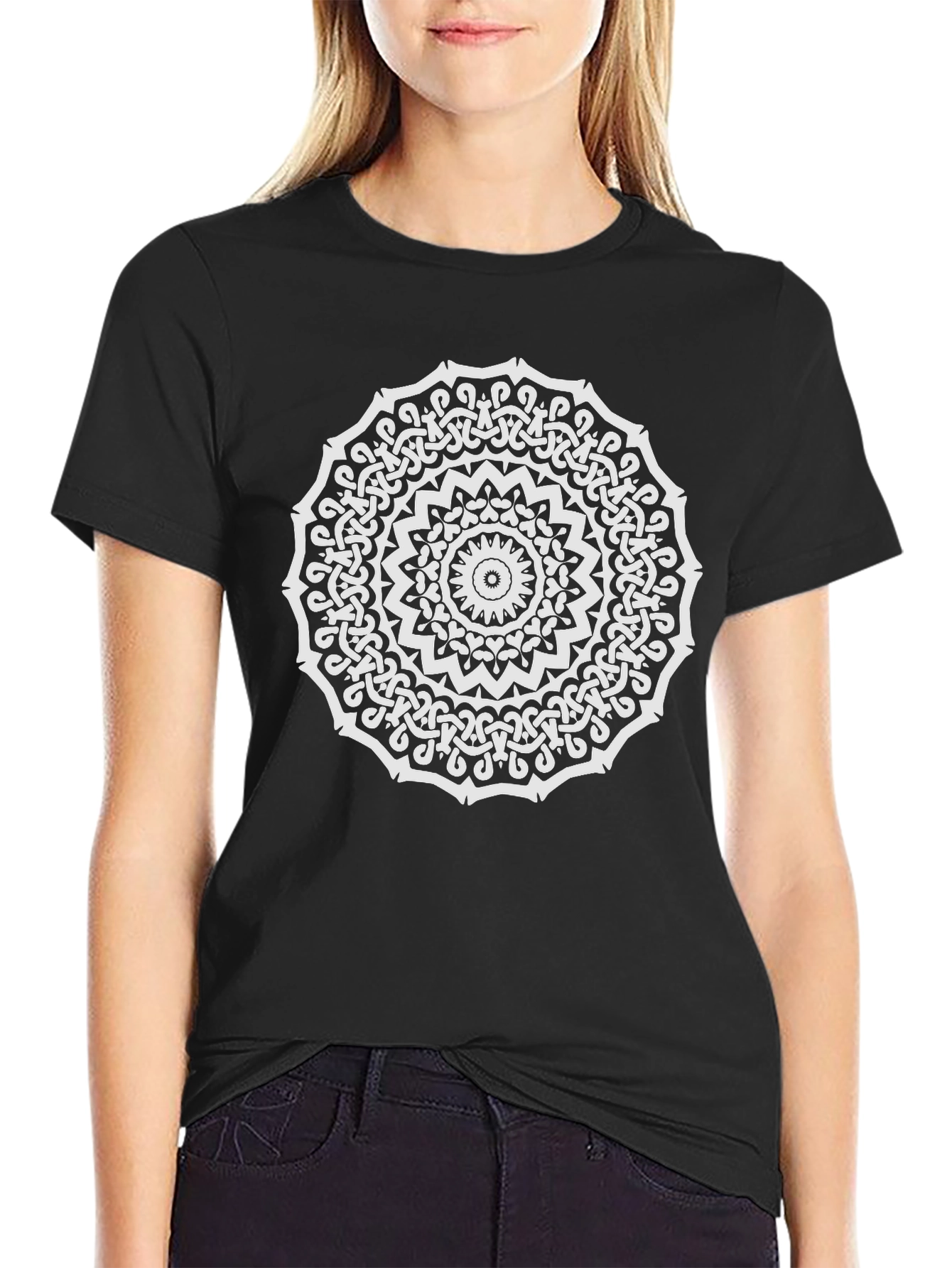 Celtic Knot Mandala Graphic Tee - Stylish Black T-Shirt