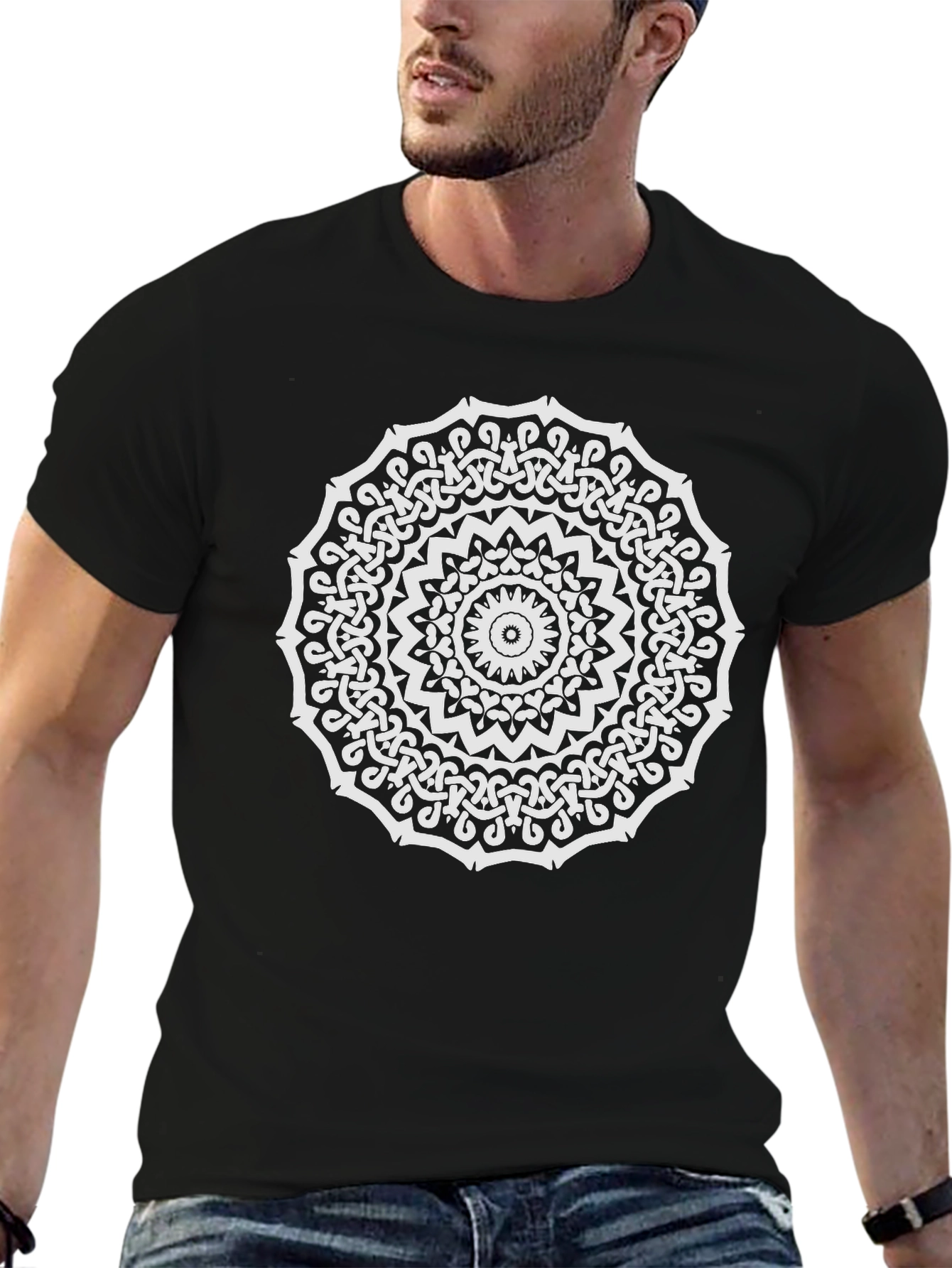 Celtic Knot Mandala Graphic Tee - Stylish Black T-Shirt