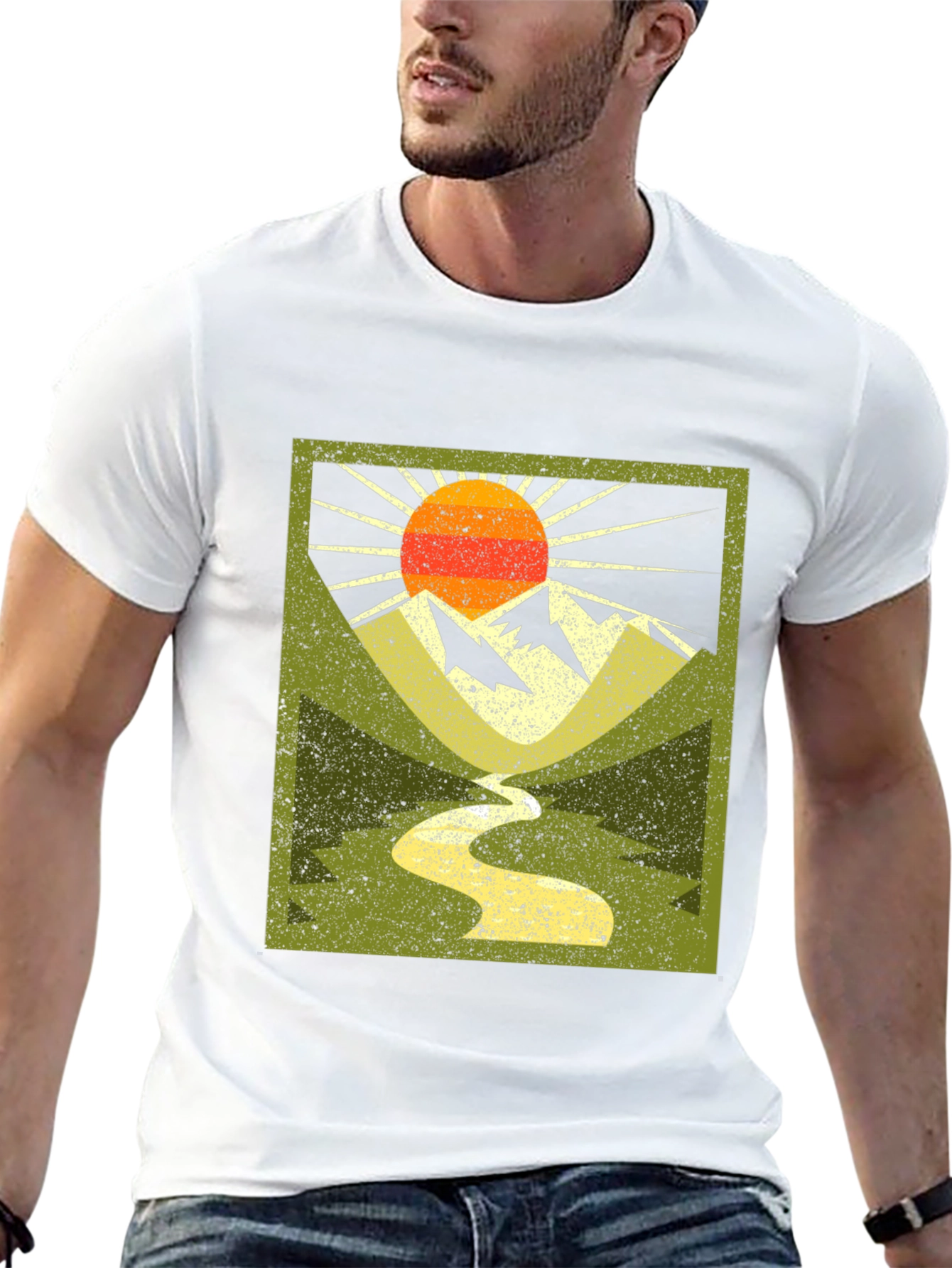 Mountain River Graphic Tee - Nature Adventure Shirt