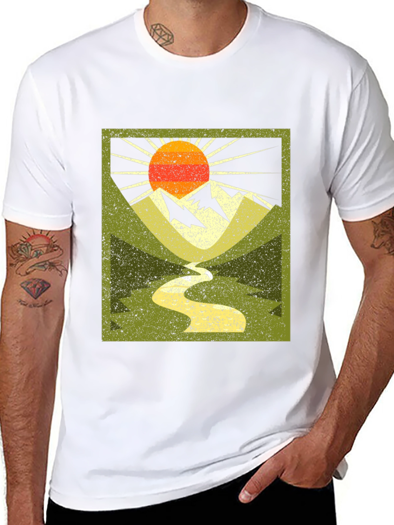 Mountain River Graphic Tee - Nature Adventure Shirt