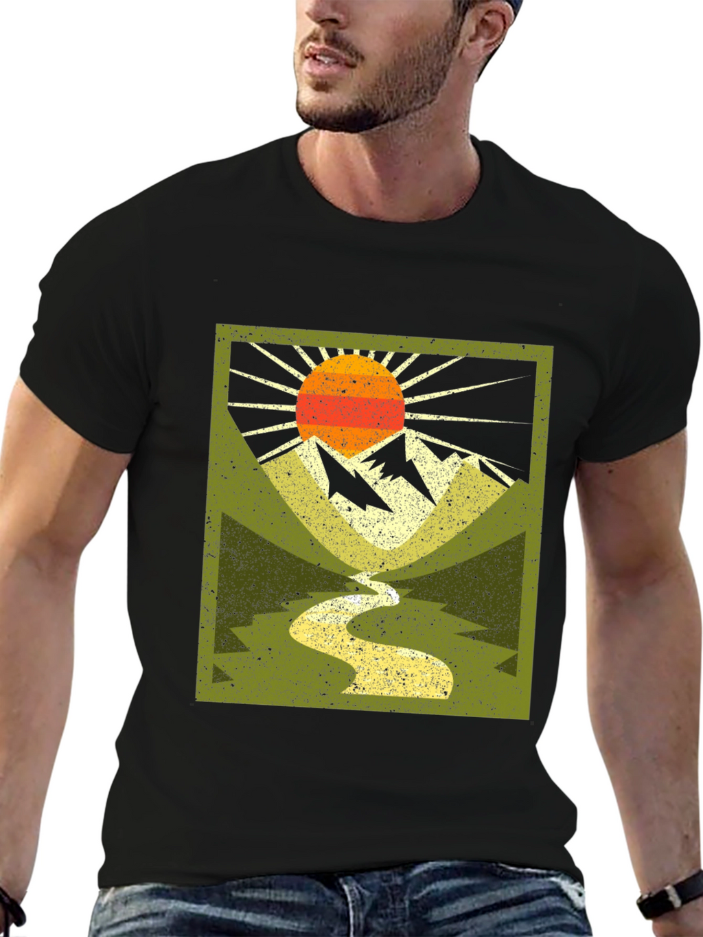 Mountain River Graphic Tee - Nature Adventure Shirt