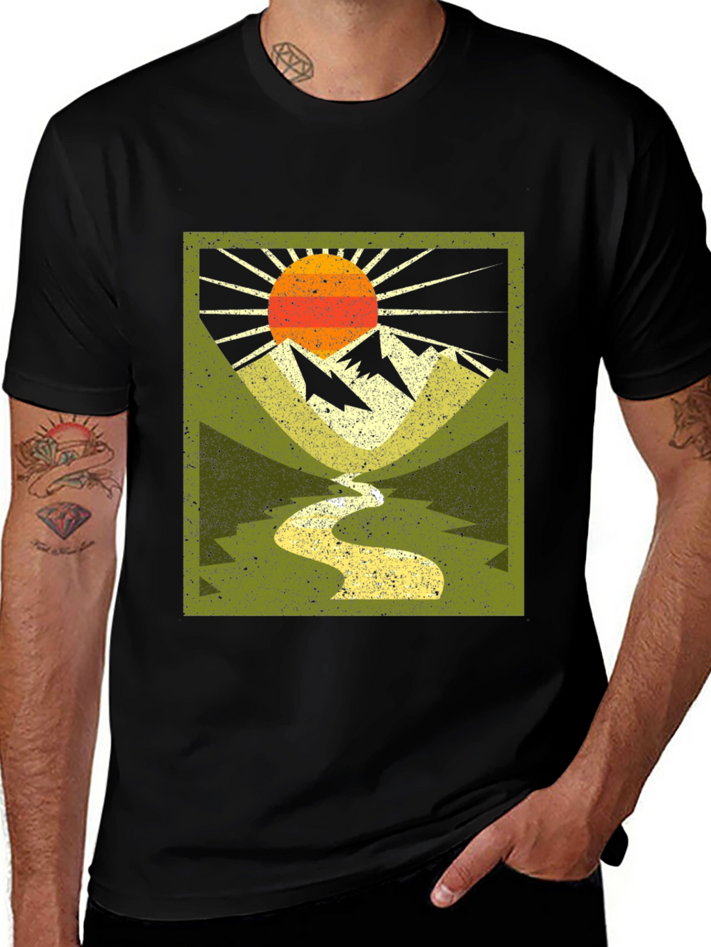 Mountain River Graphic Tee - Nature Adventure Shirt