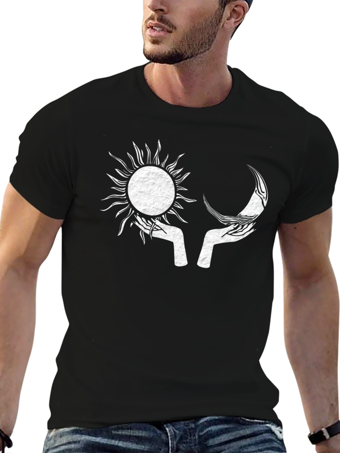 Sun and Moon Graphic Black T-Shirt