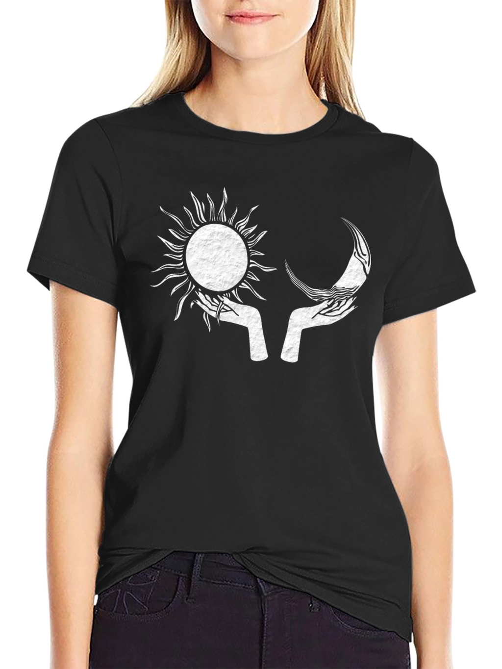 Sun and Moon Graphic Black T-Shirt