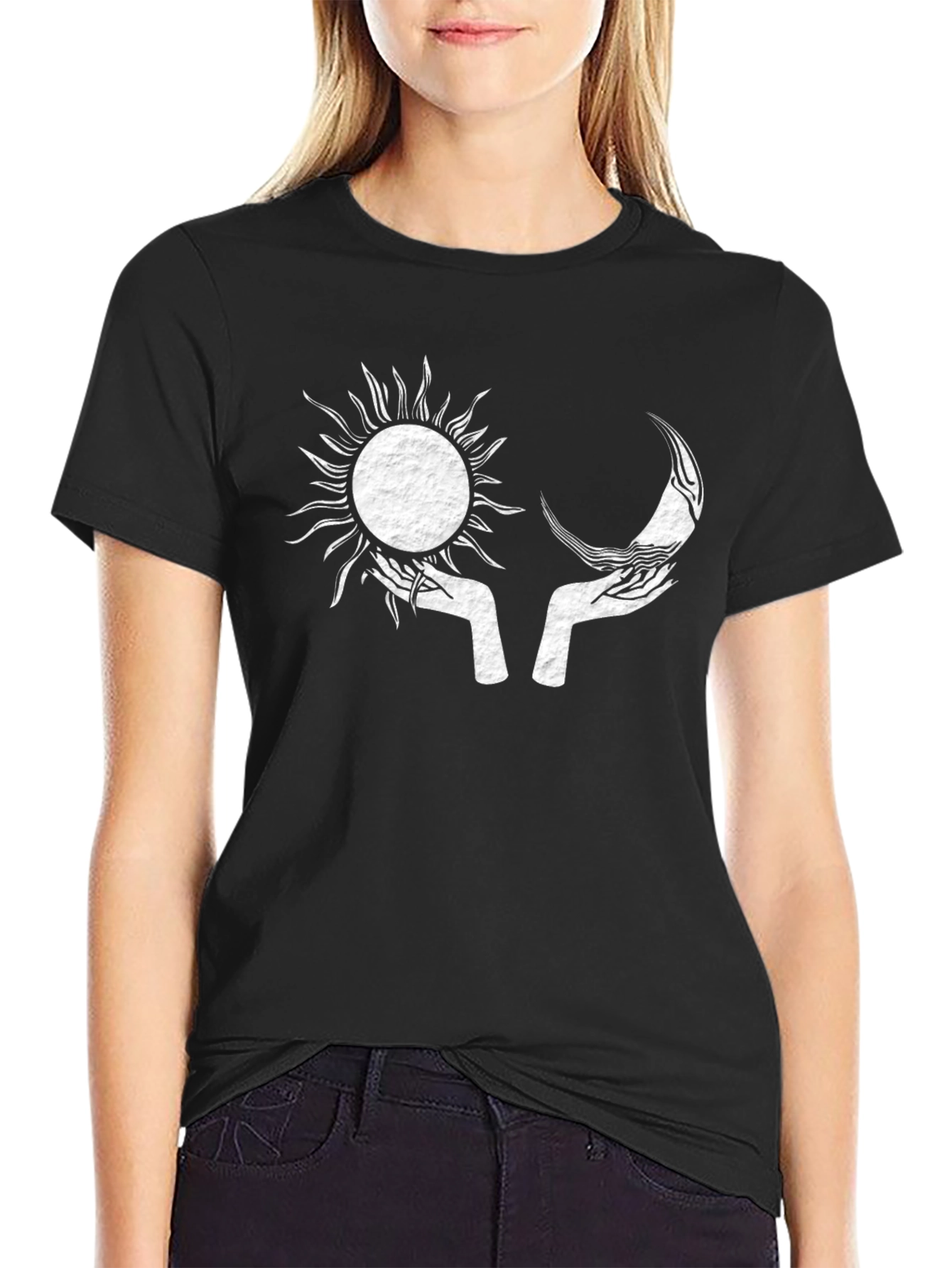 Sun and Moon Graphic Black T-Shirt