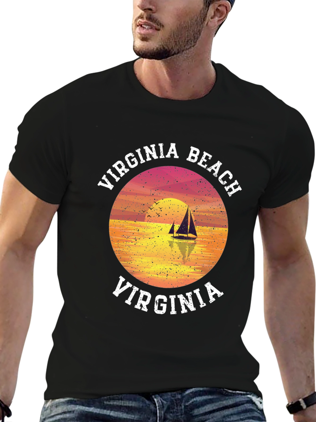 Virginia Beach T-Shirt Sunset Sailboat Graphic Tee