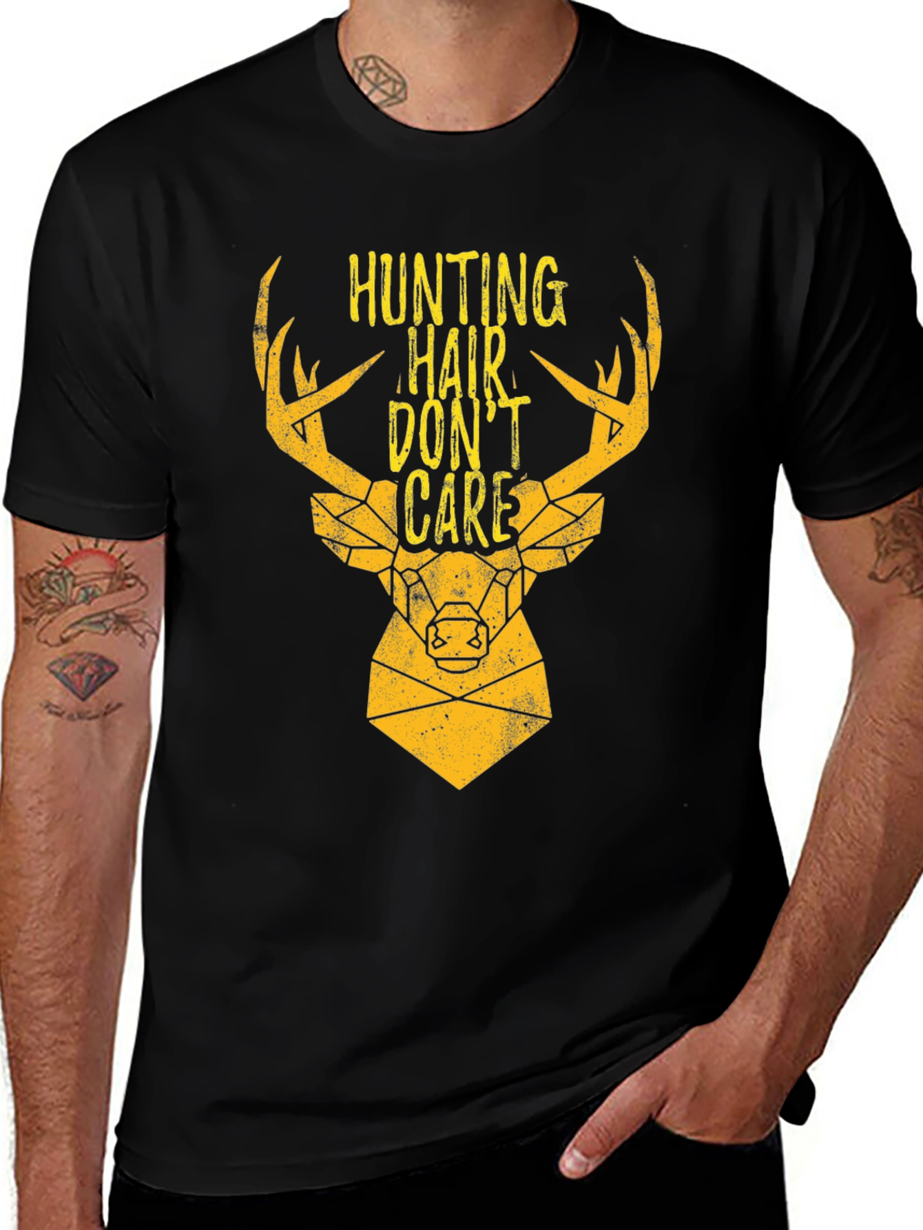 Hunting Hair Dont Care Graphic Tee - Black