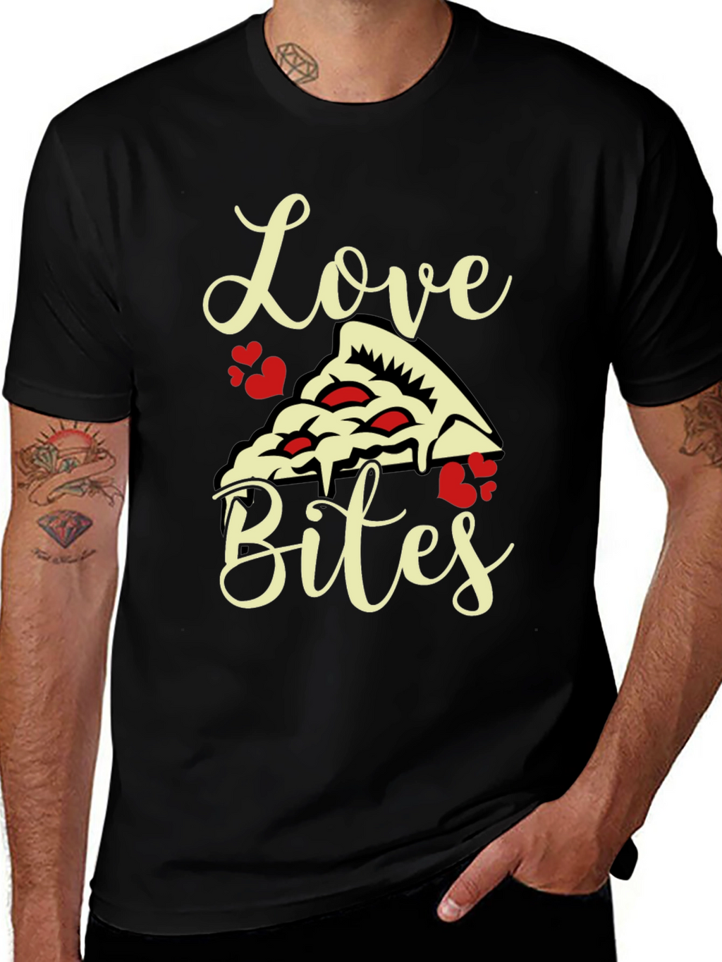 Love Bites Pizza Graphic Tee - Black