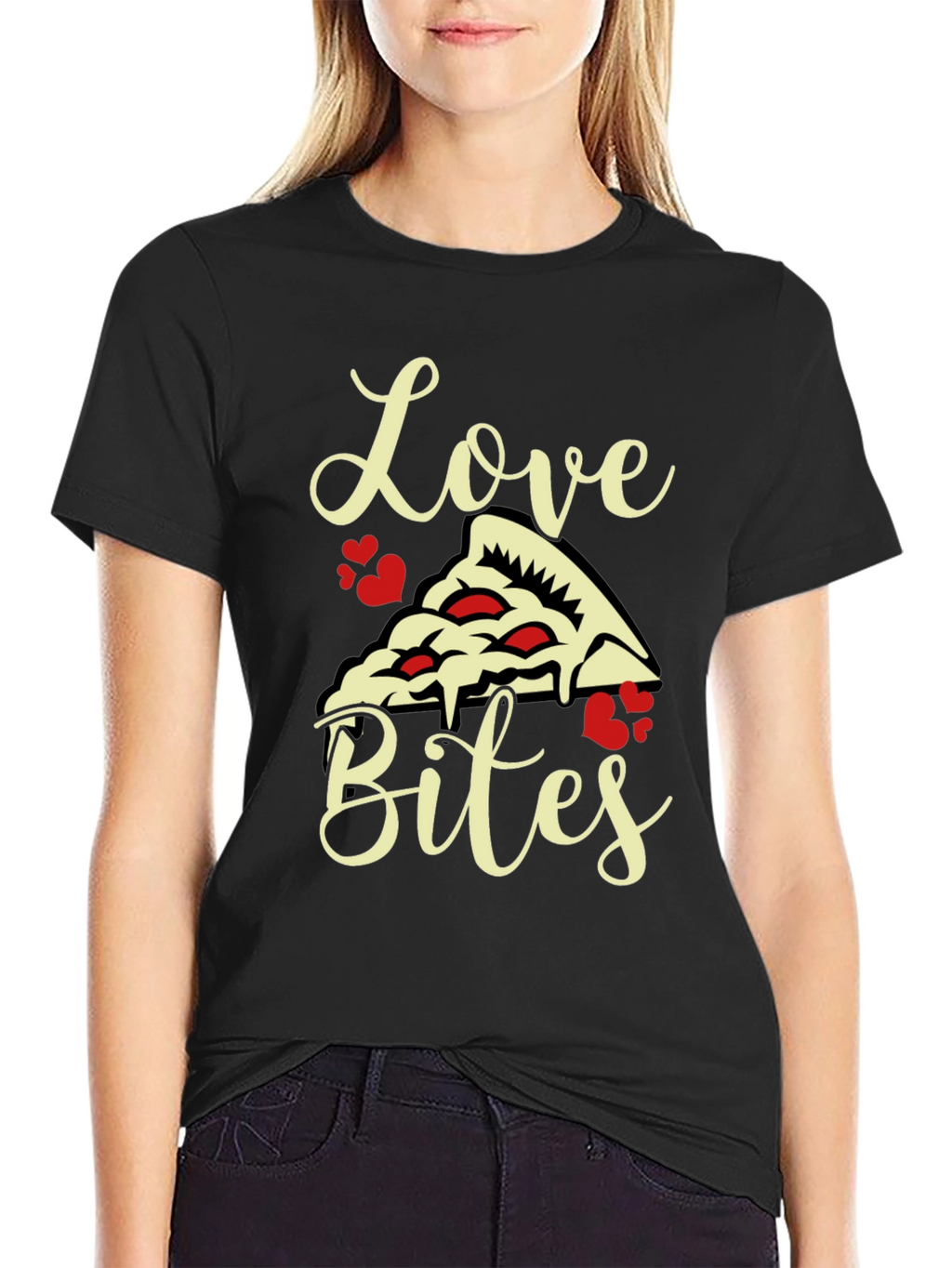 Love Bites Pizza Graphic Tee - Black