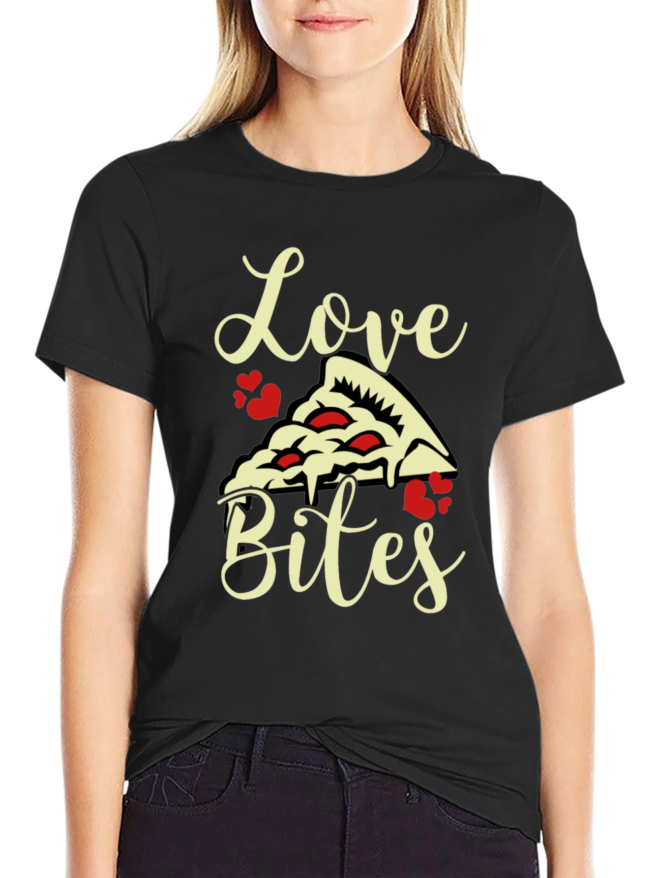 Love Bites Pizza Graphic Tee - Black