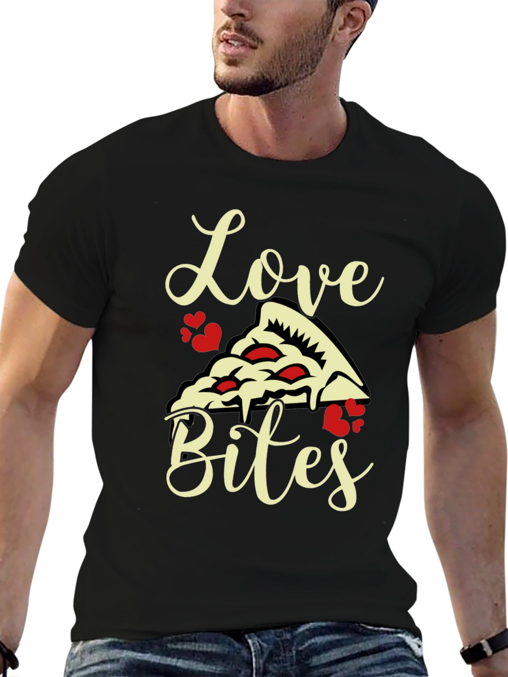 Love Bites Pizza Graphic Tee - Black