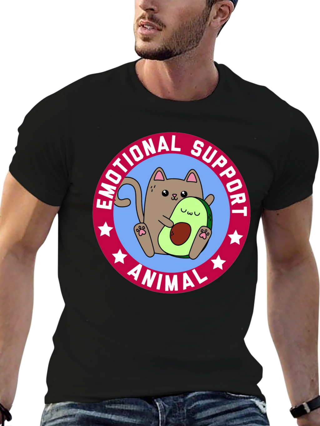 Emotional Support Animal T-Shirt - Cat & Avocado