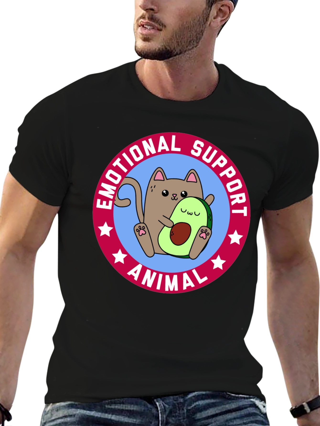 Emotional Support Animal T-Shirt - Cat & Avocado
