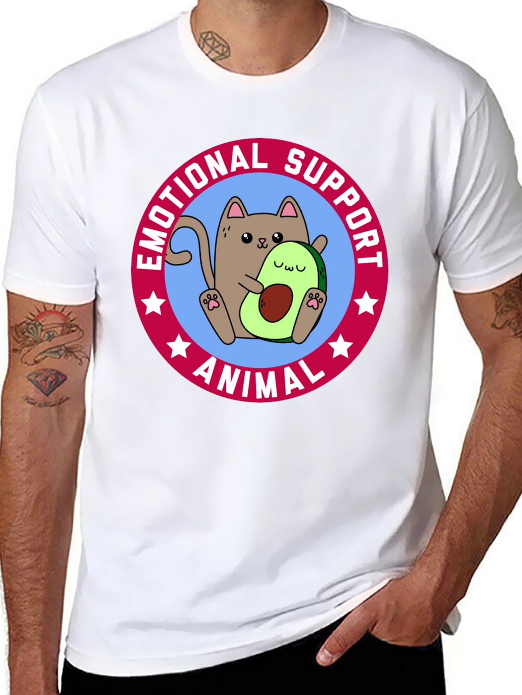 Emotional Support Animal T-Shirt - Cat & Avocado