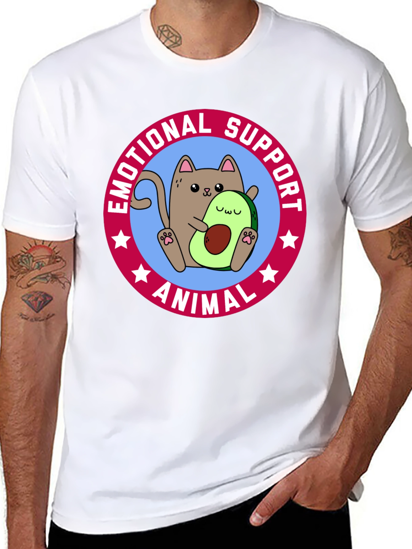 Emotional Support Animal T-Shirt - Cat & Avocado