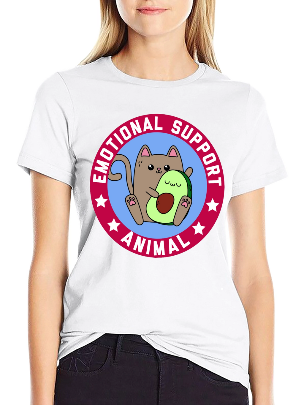 Emotional Support Animal T-Shirt - Cat & Avocado