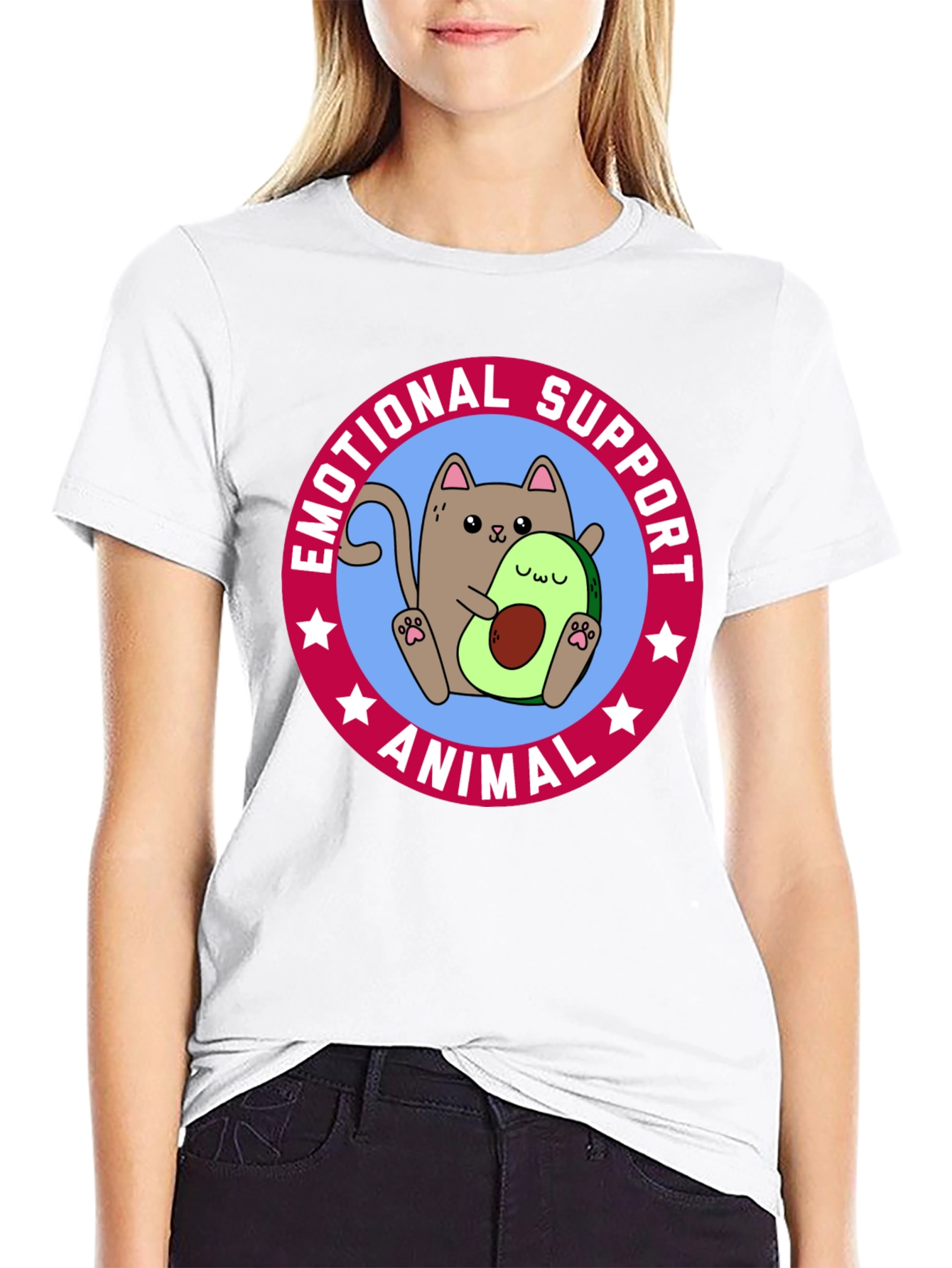Emotional Support Animal T-Shirt - Cat & Avocado