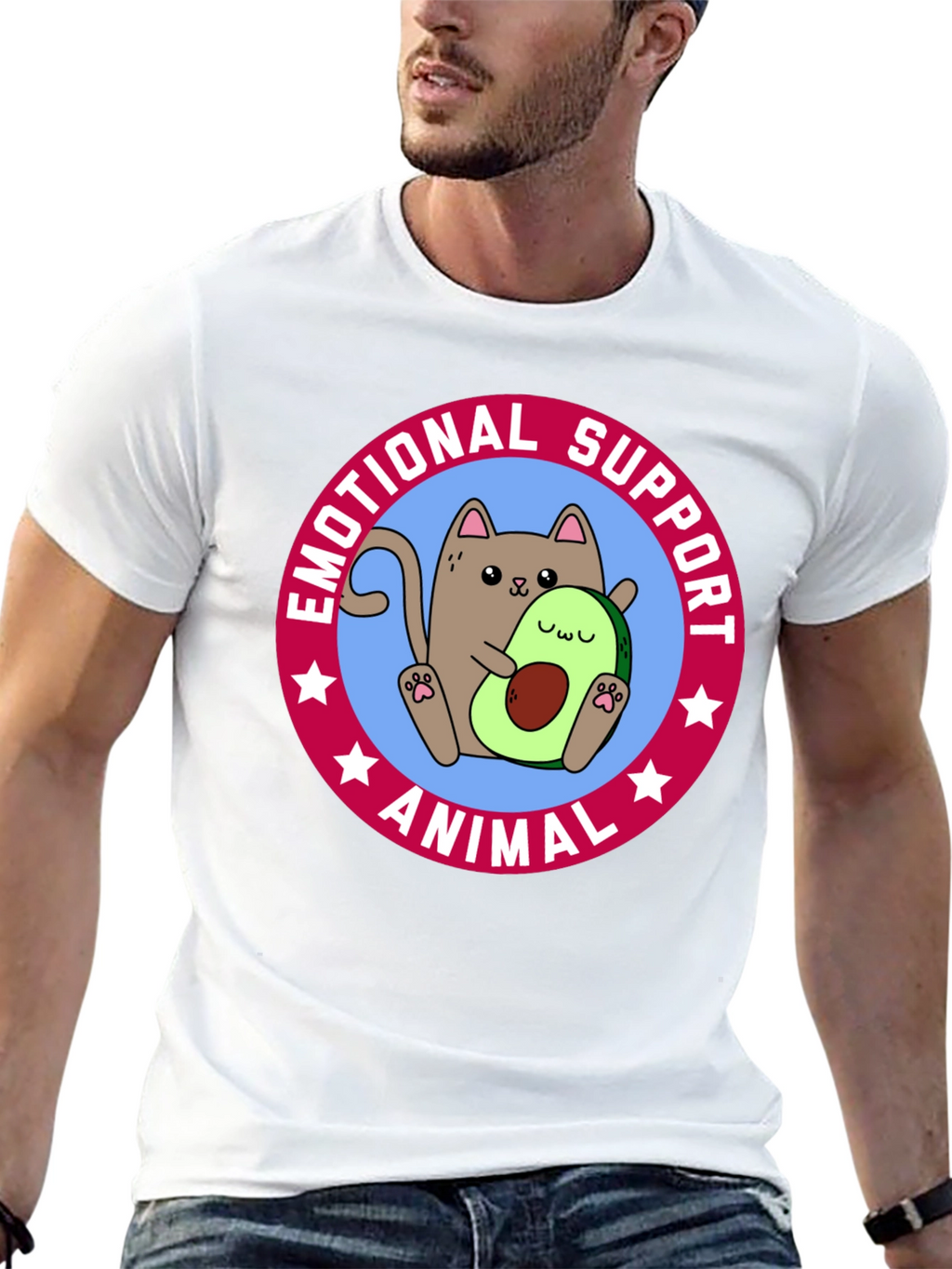 Emotional Support Animal T-Shirt - Cat & Avocado