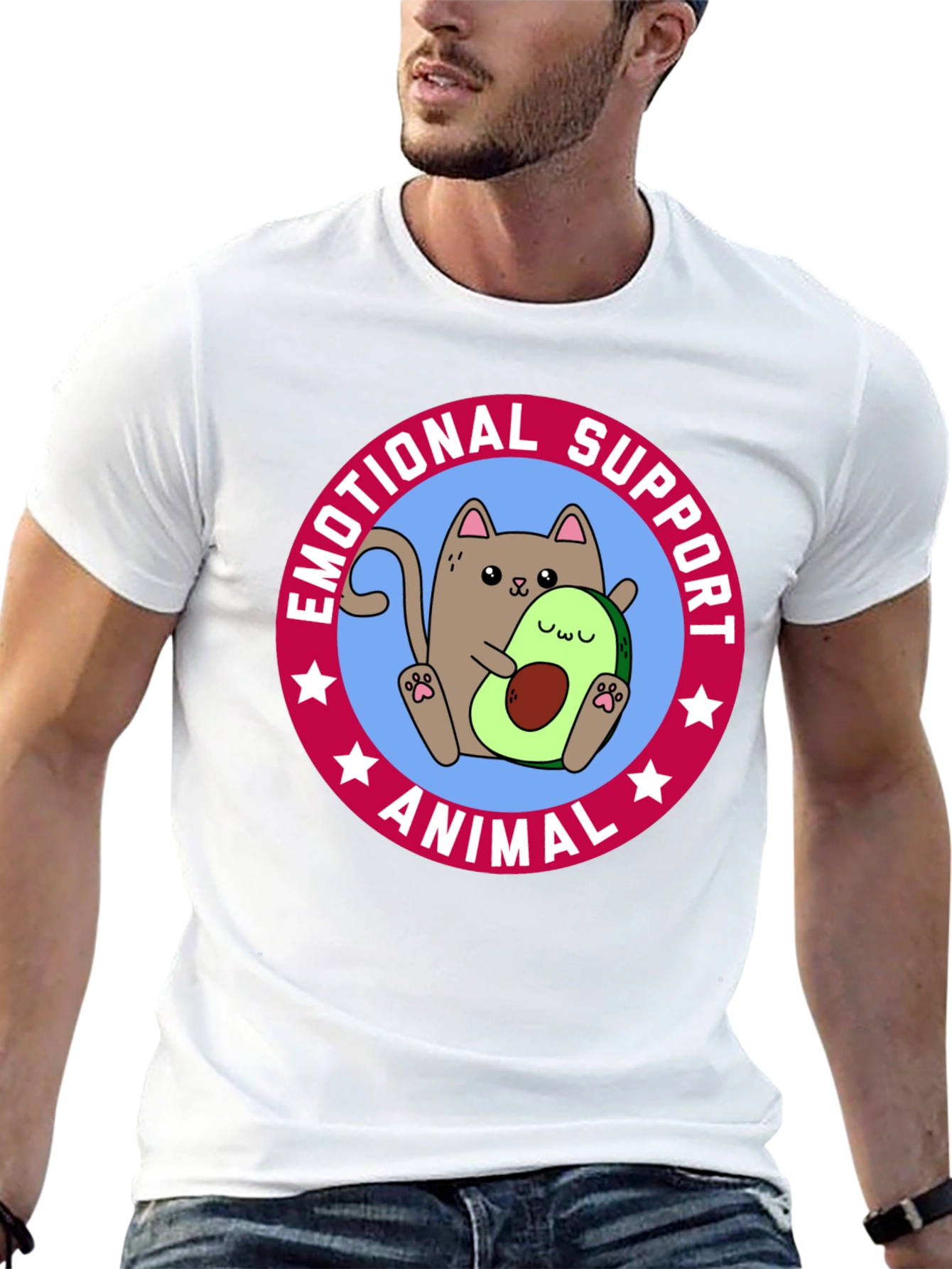 Emotional Support Animal T-Shirt - Cat & Avocado