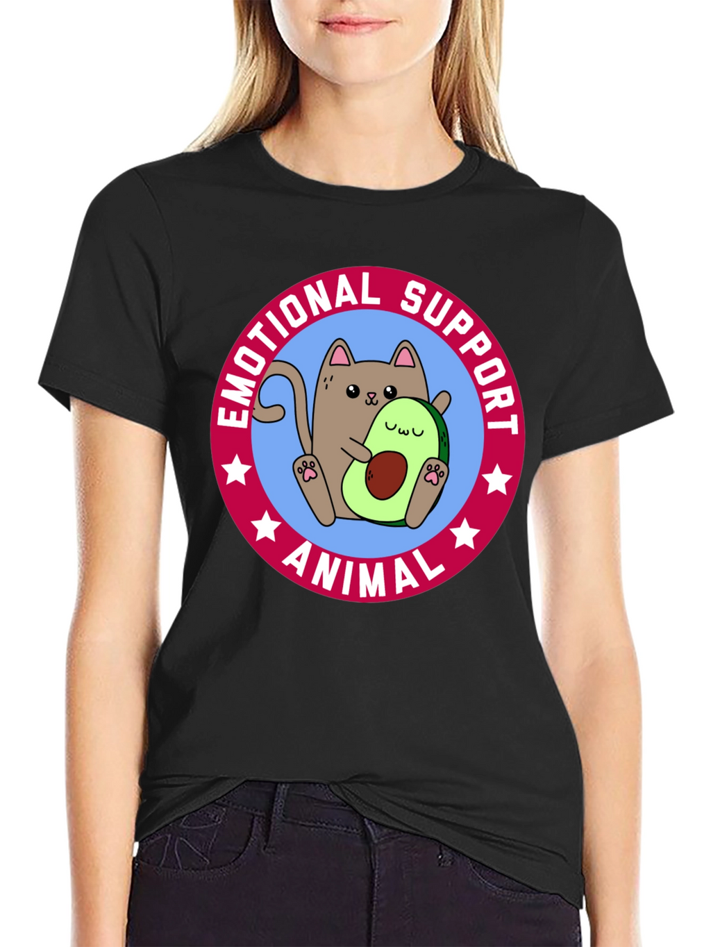 Emotional Support Animal T-Shirt - Cat & Avocado