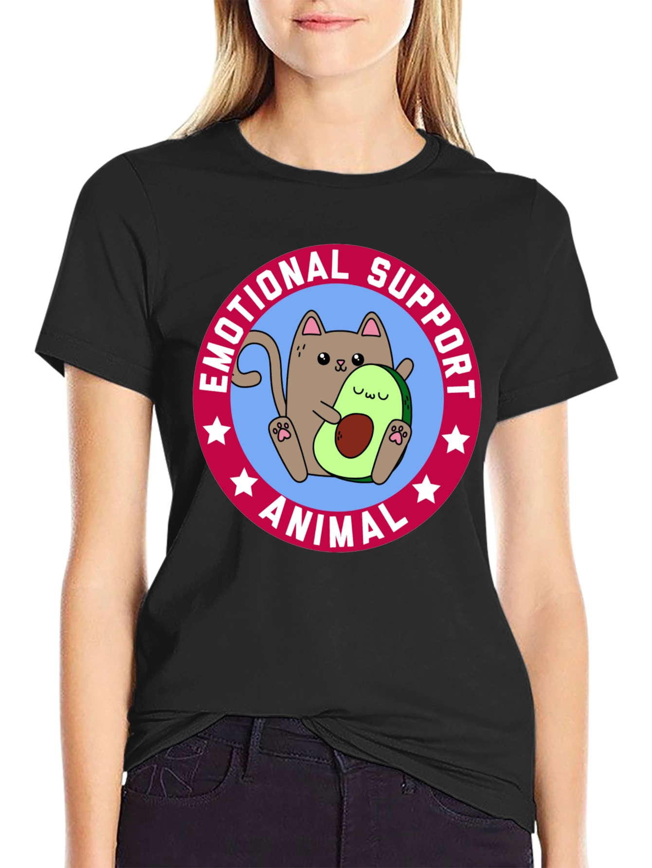 Emotional Support Animal T-Shirt - Cat & Avocado