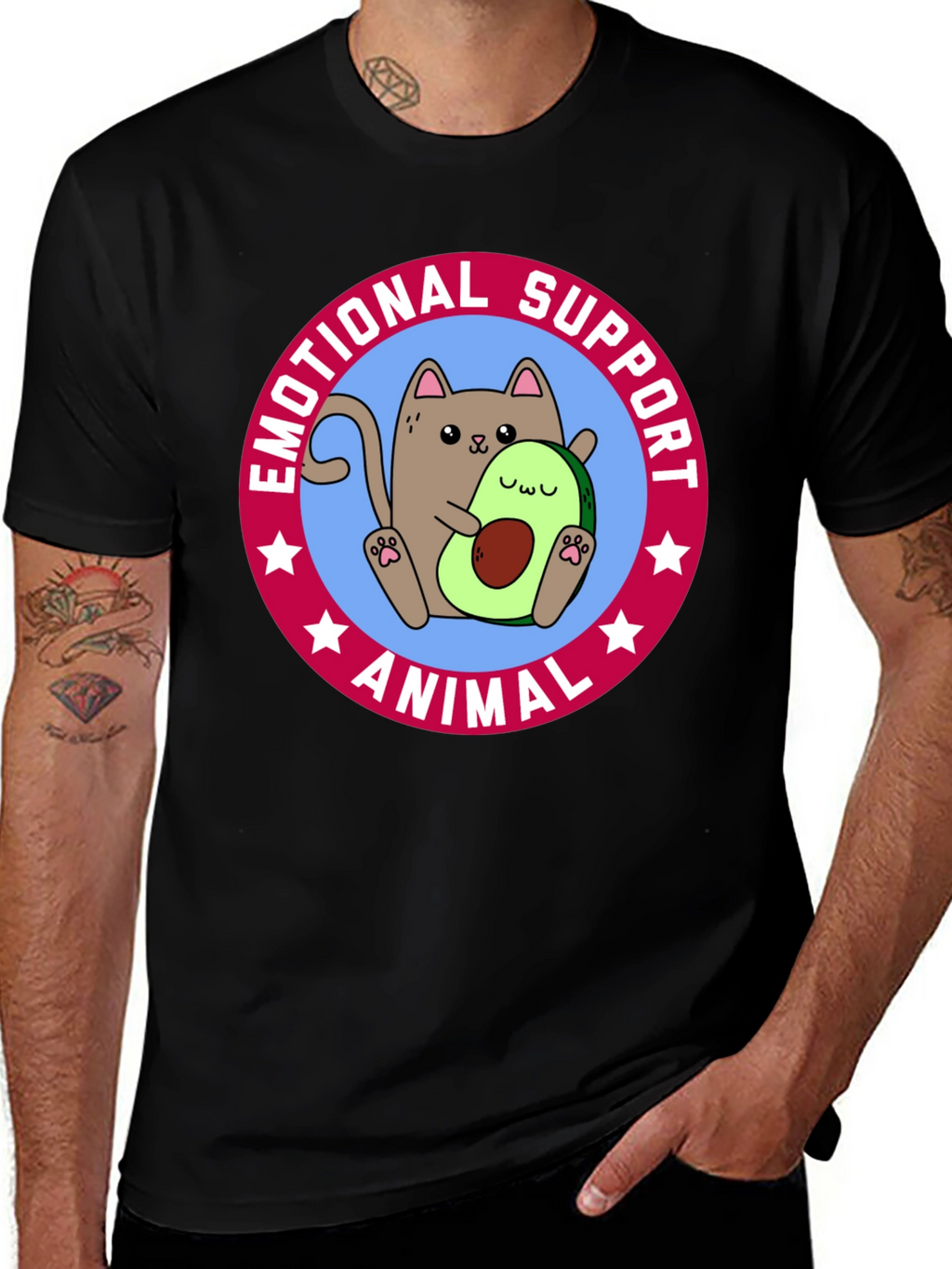 Emotional Support Animal T-Shirt - Cat & Avocado