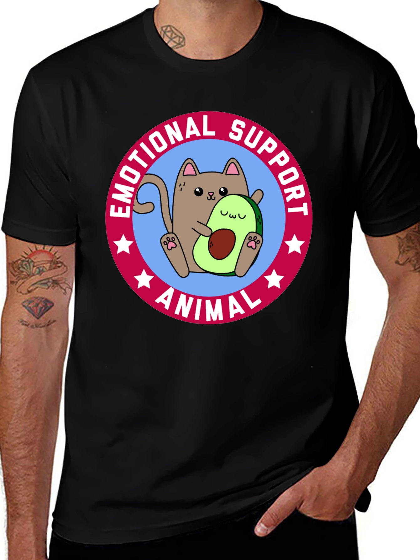 Emotional Support Animal T-Shirt - Cat & Avocado