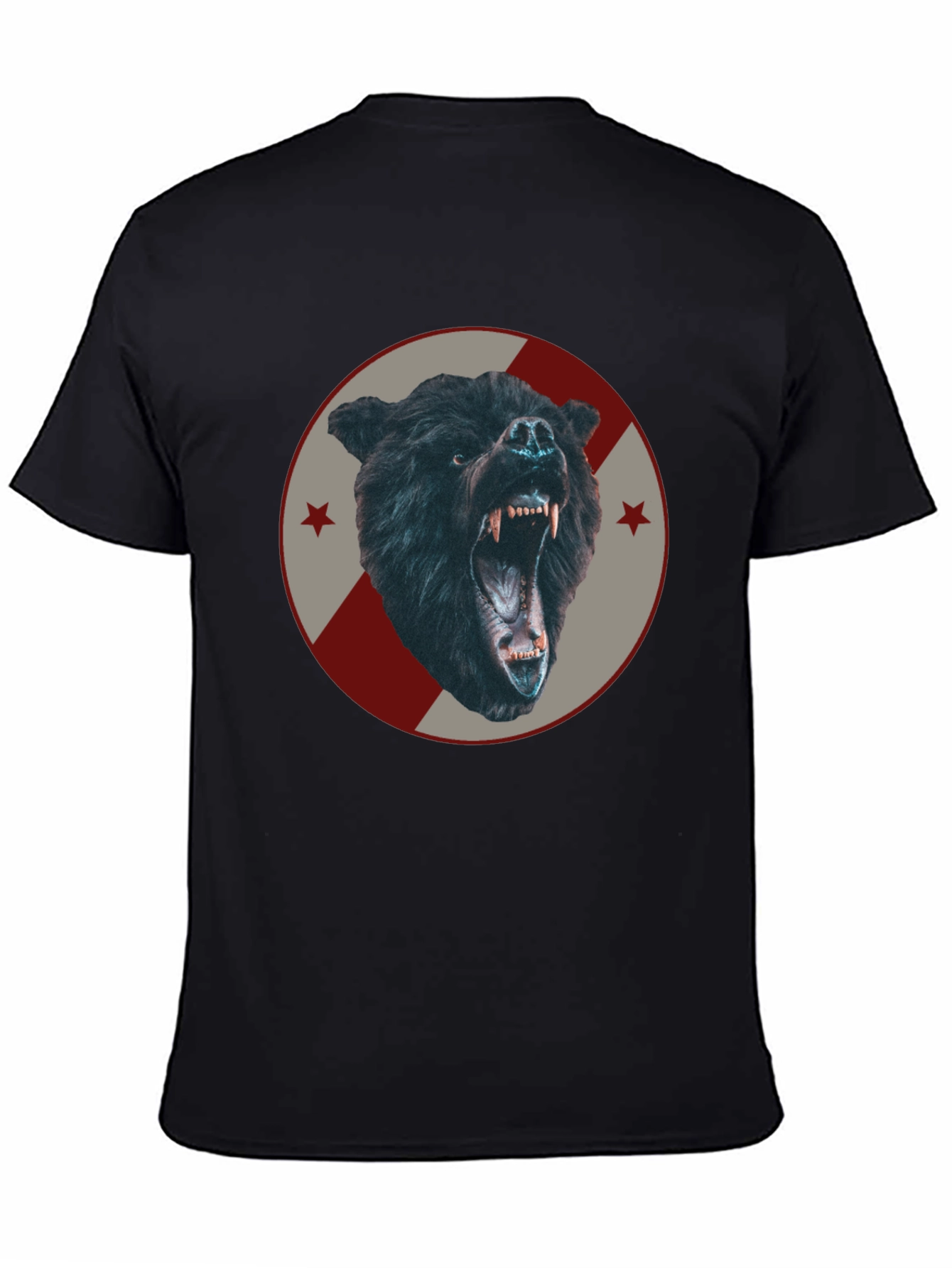 Mens Black Bear Graphic Tee - Fierce Animal Design