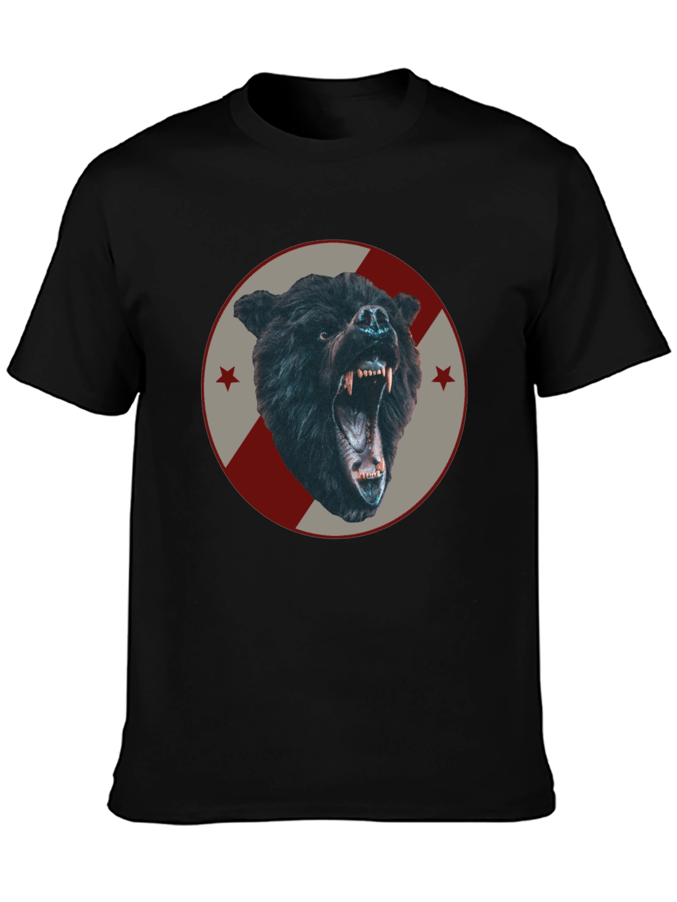 Mens Black Bear Graphic Tee - Fierce Animal Design