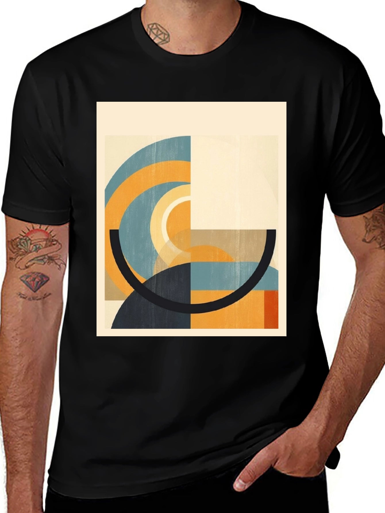 Abstract Geometric Art Black T-Shirt