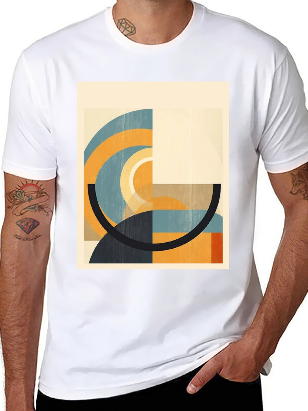 Abstract Geometric Art Black T-Shirt