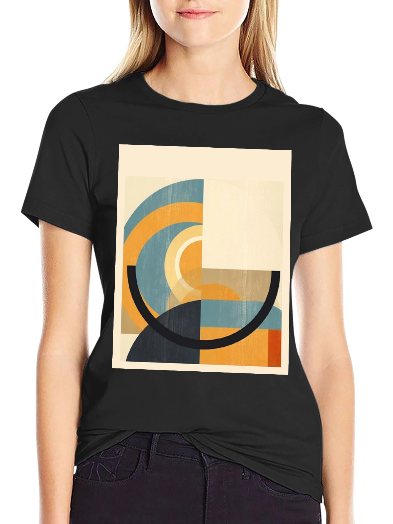 Abstract Geometric Art Black T-Shirt