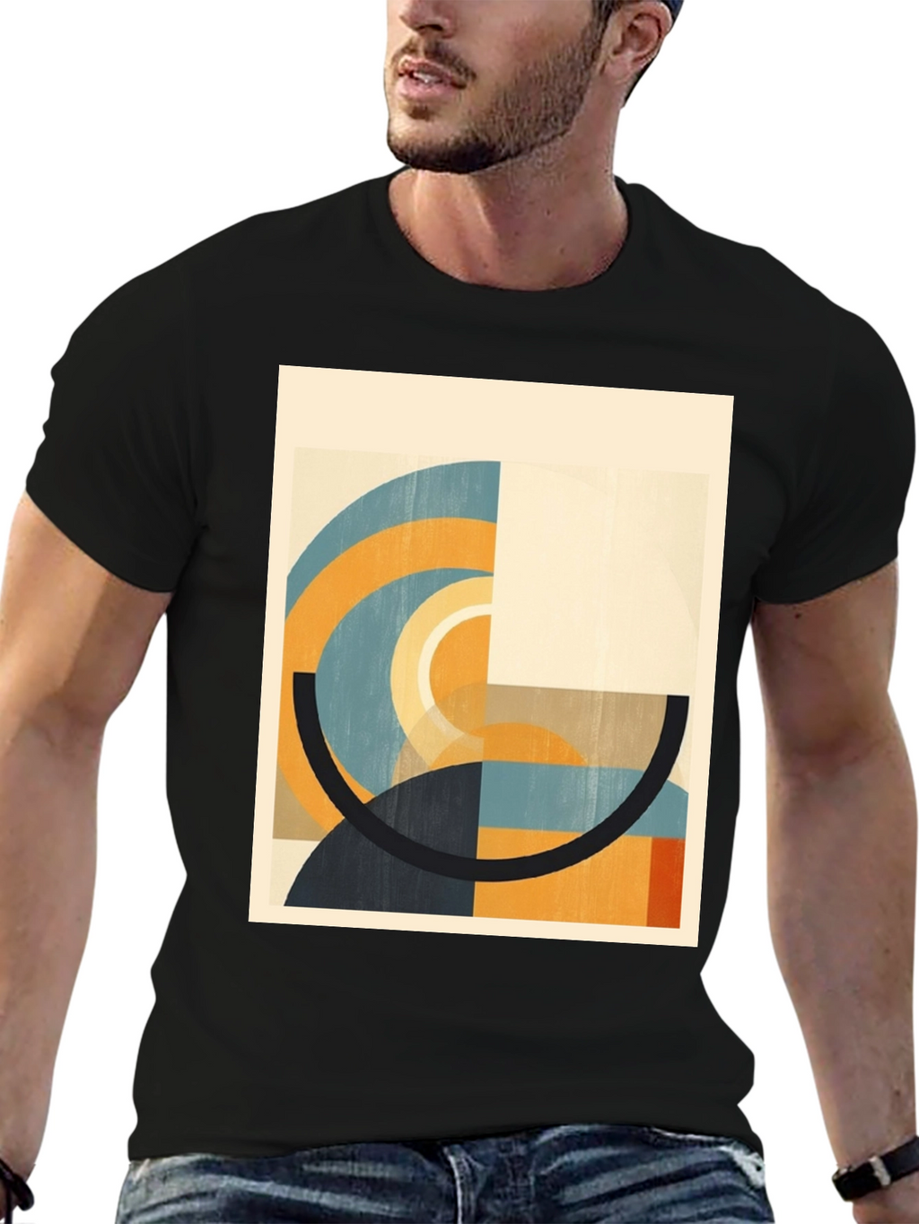 Abstract Geometric Art Black T-Shirt