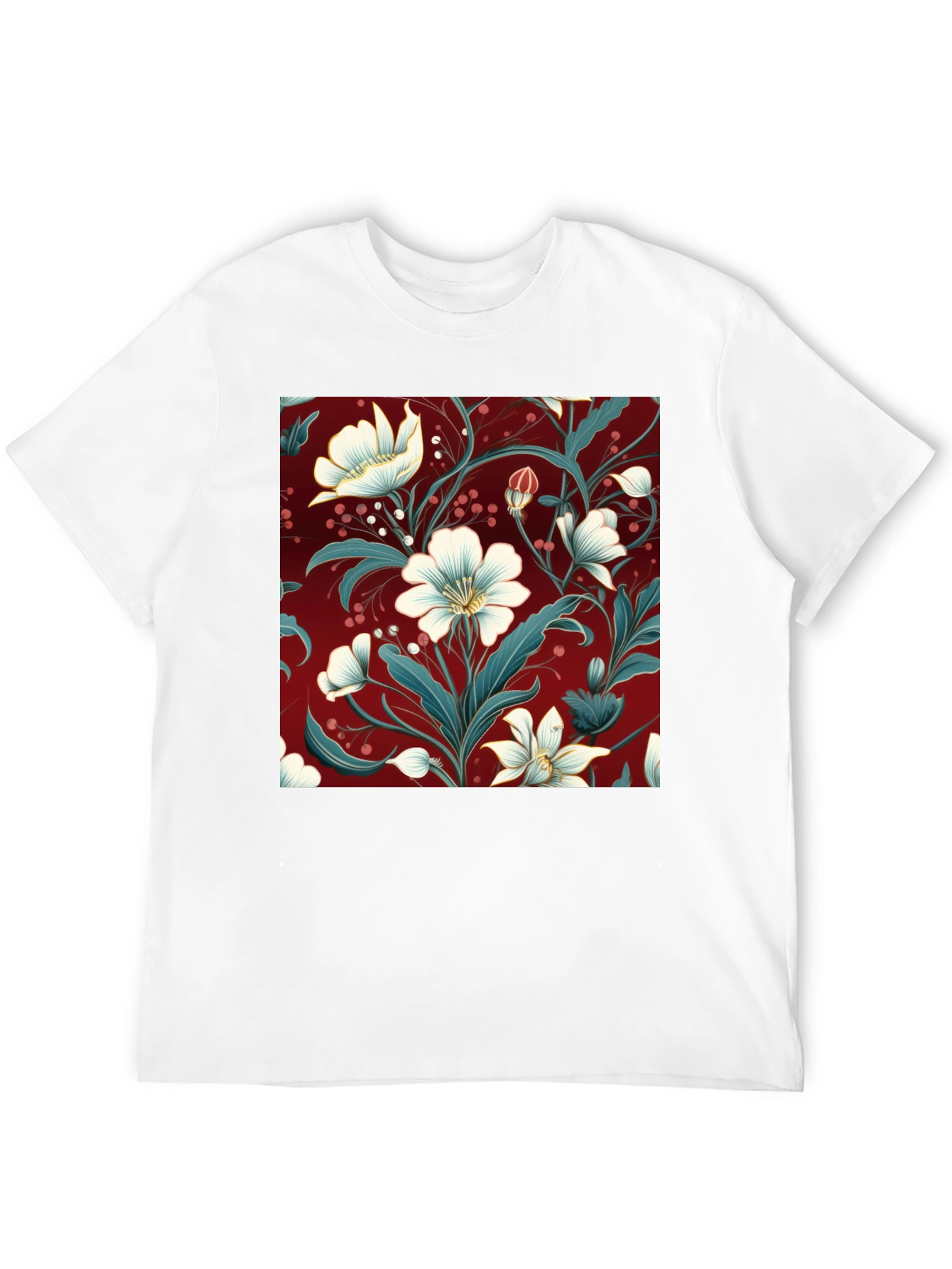 Floral Print Black T-Shirt - Stylish Botanical Design
