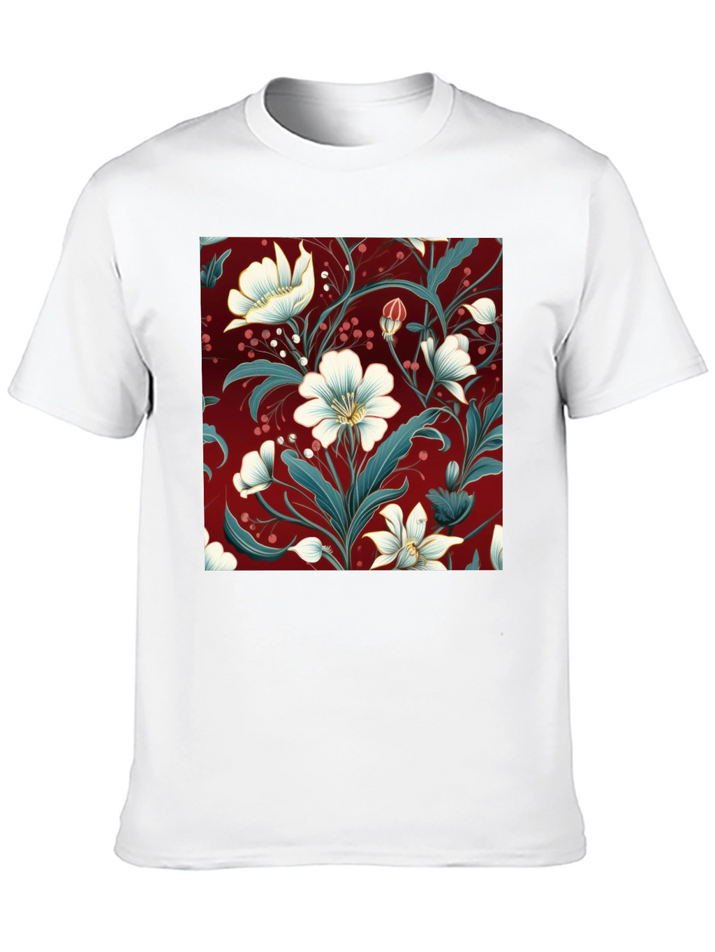 Floral Print Black T-Shirt - Stylish Botanical Design