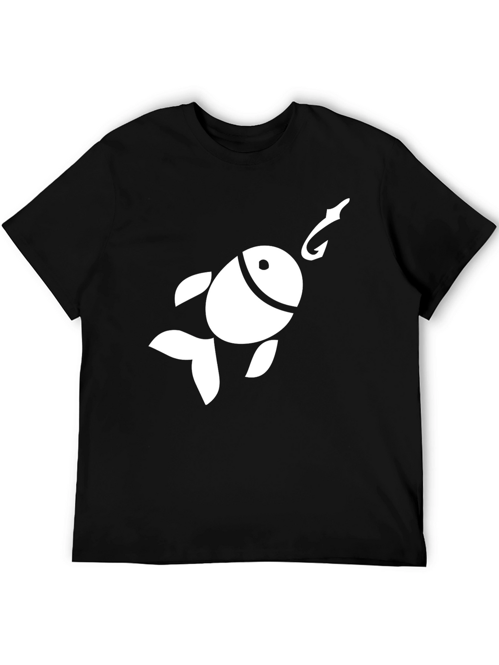 Funny Fish Hook Graphic T-Shirt - Black