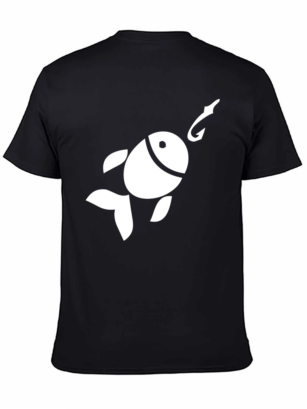 Funny Fish Hook Graphic T-Shirt - Black
