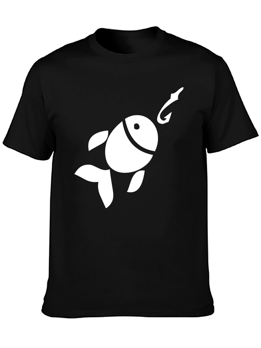Funny Fish Hook Graphic T-Shirt - Black