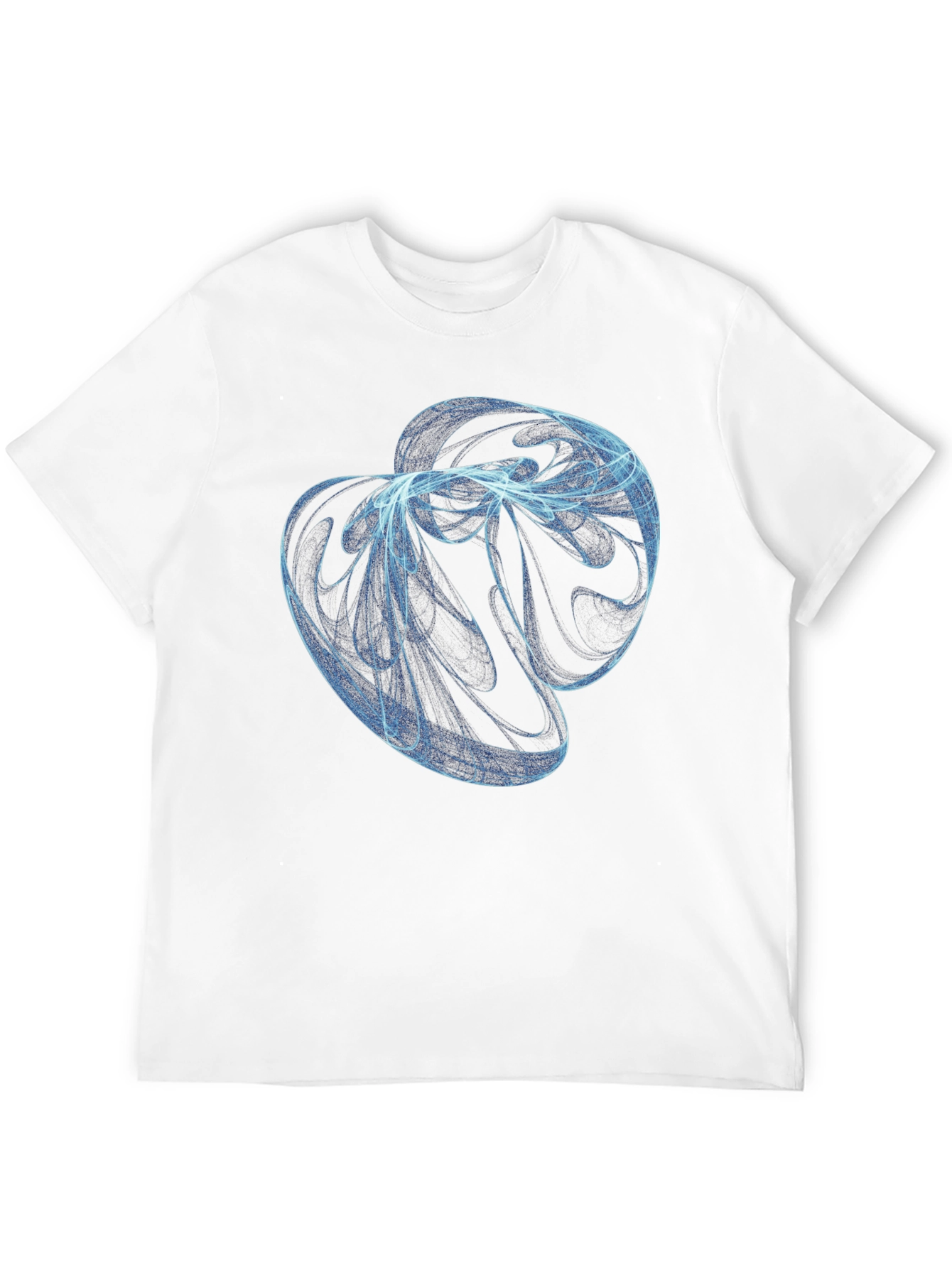 Abstract Blue Swirl Graphic Black T-Shirt