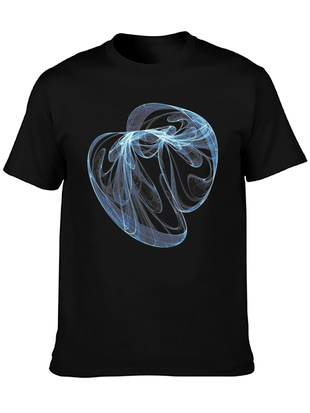 Abstract Blue Swirl Graphic Black T-Shirt