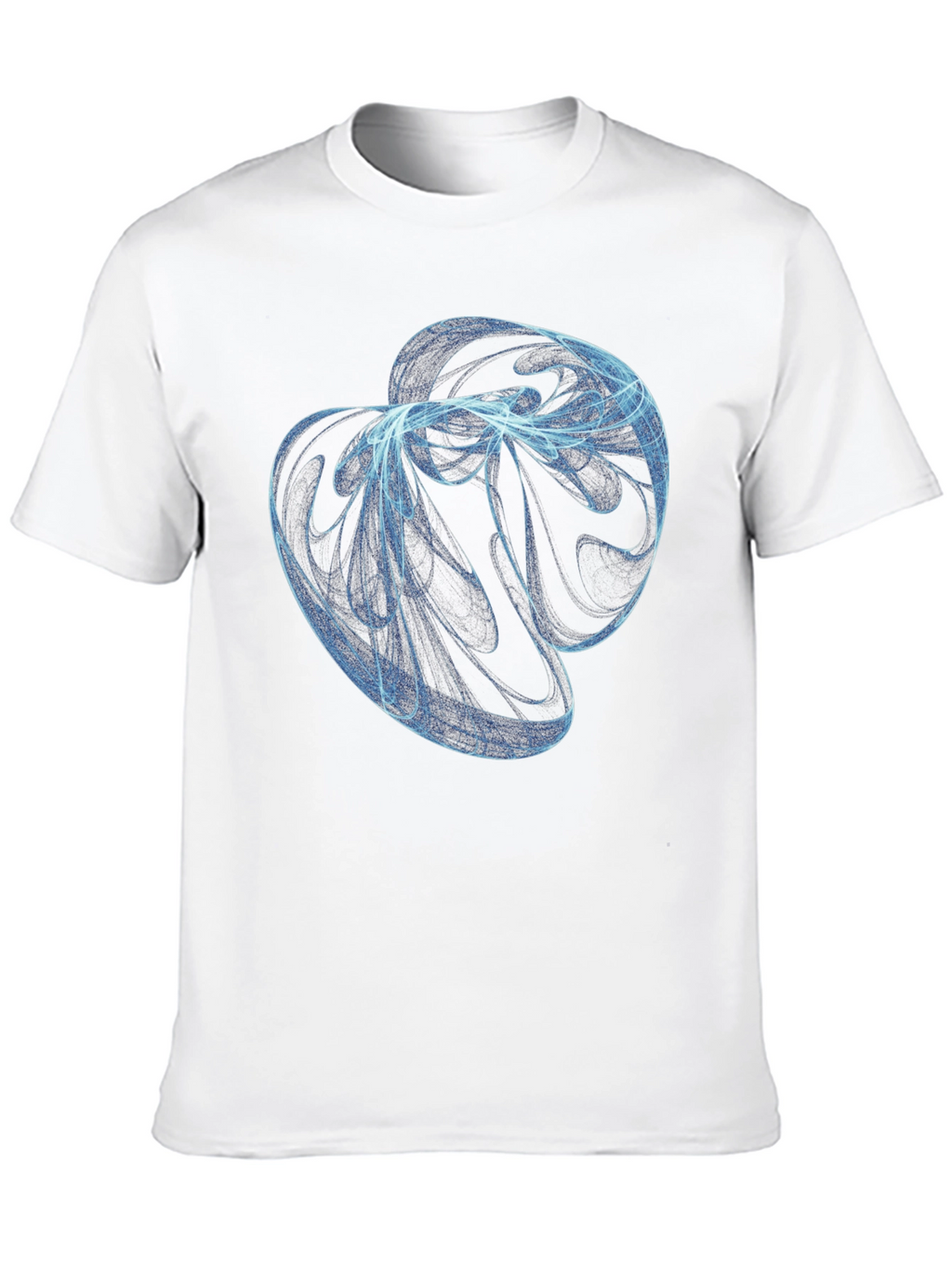 Abstract Blue Swirl Graphic Black T-Shirt